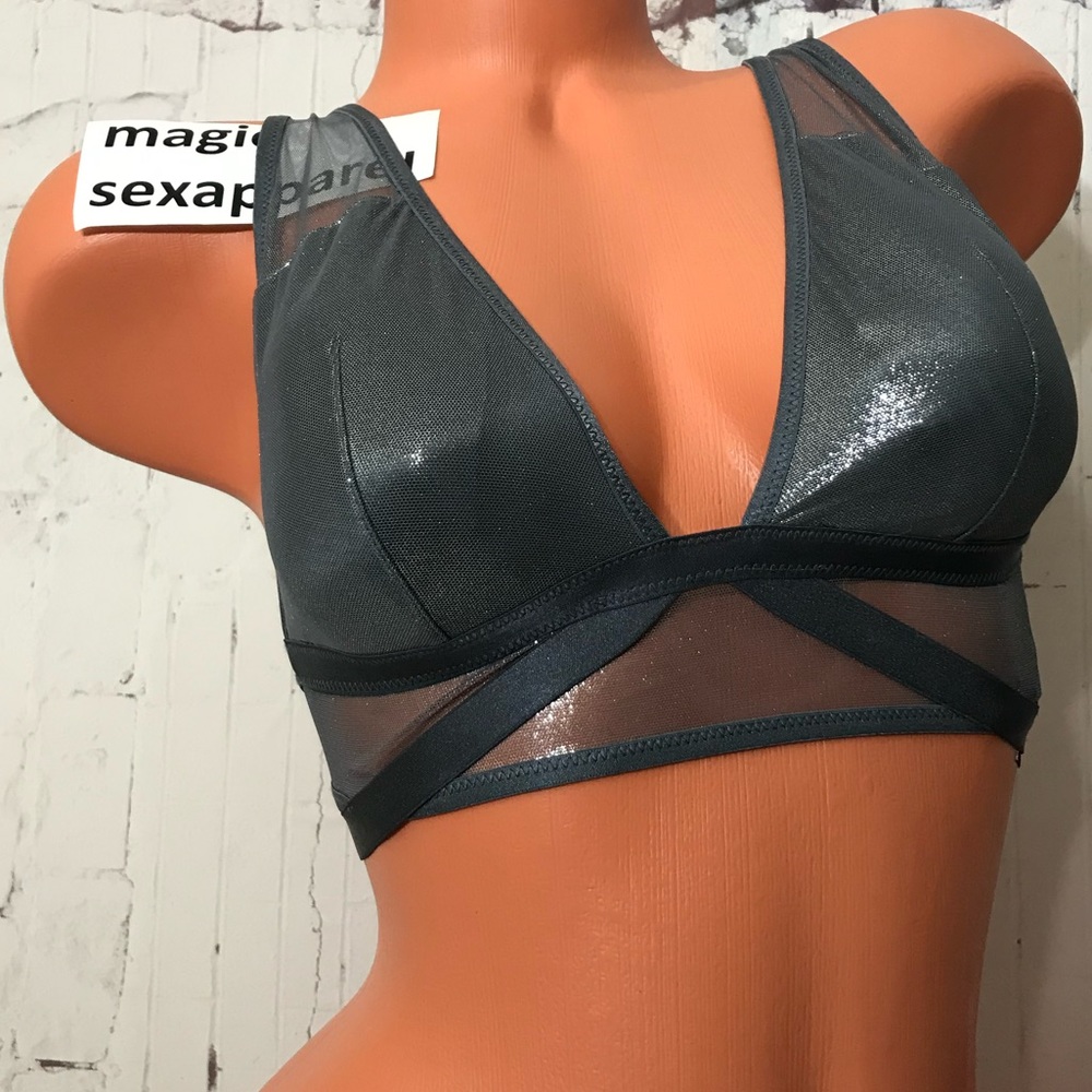 VS M L PADDED SHINE MESH BRALETTE STRAPPY CAGED